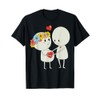 Cute Couple Holding Heart Cartoon Characters For Kids T-Shirt