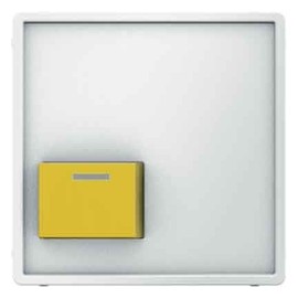 Hager q.1 Push-Button Cover Yellow Down Polar White