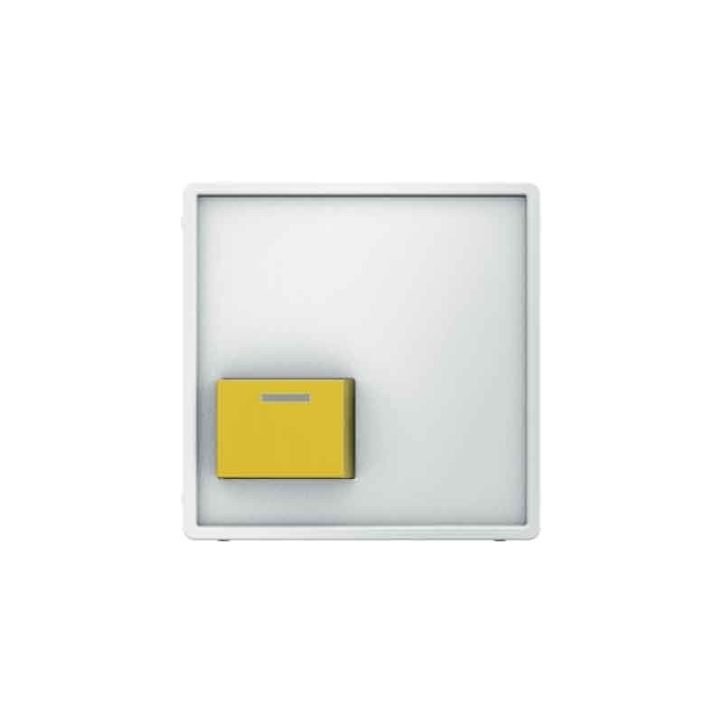 Hager q.1 Push-Button Cover Yellow Down Polar White