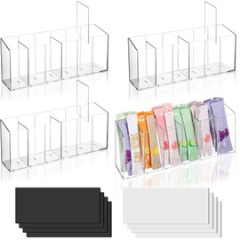 AceOrbit 4 Pack Drink Packet Organizer with Adhesive & Magnetic Sticker and Removable Divider, Water Flavor Packet Organization Kitchen Storage Basket for Countertop Table Fridge Cabinet