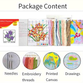 Beginner Embroidery Kits for Adults DIY Starter Kit,Crafts for Adults Women with Easy Stamped Floral Pattern Fabric Hand Crafts