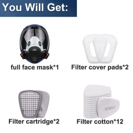 Facemoon 17IN1 6900 Large Full Face Gas Mask Respirator Spraying Painter Car Painting USA