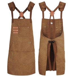 conda Chef Apron, 1 Pack, Cross Back Straps Apron with Pockets for Men Women, Cotton Canvas Adjustable Work Apron for Cooking Pottery Baking Serving