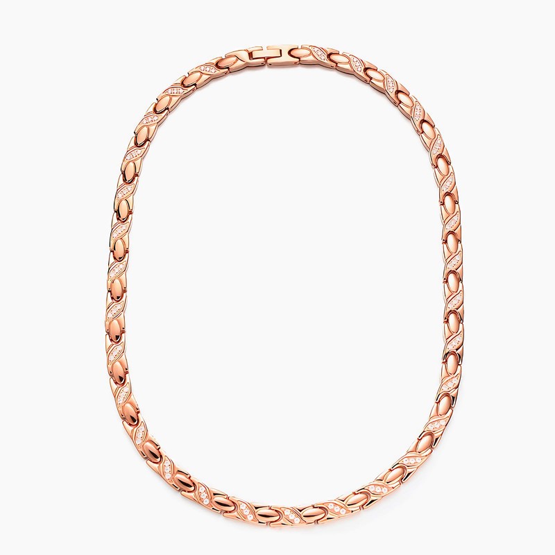 Lobyka Germanium Necklace, Women's, Titanium, Hematite, Pink Gold, Birthday Gift,