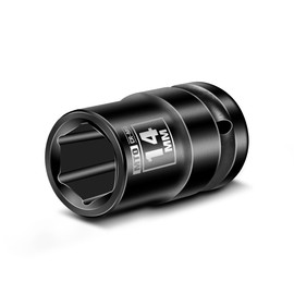 MTO 1/2" Drive 14mm Shallow Impact Socket, 6-Point Metric Socket, CR-MO Steel & Anti-Corrosion Coating for Tight Spaces and Heavy-Duty Tasks