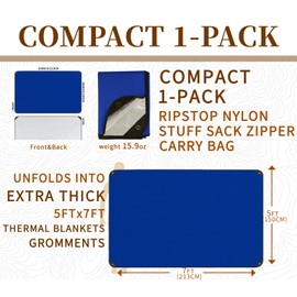 BESTHUNTINER Blue Heavy Duty Survival Blanket -Multifunctional Insulated Survival Tarp Thermal Blanket - 60" x 83" Waterproof