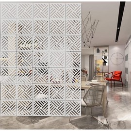 BMIDRUT 12Pcs/Set Hanging Room Divider White DIY Panel Screens Partition Wall Dividers Room Decorative with All Accessories 11.4x11.4 Inch (M6)
