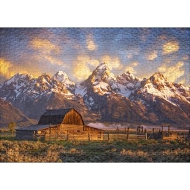 Ulmer Puzzleschmiede - Puzzle USA Grand Teton National Park - Classic 1000 Piece Puzzle with Famous USA Motif - The Old Moulton Barn in front of the peaks of the Teton Mountains in the Rocky Mountains