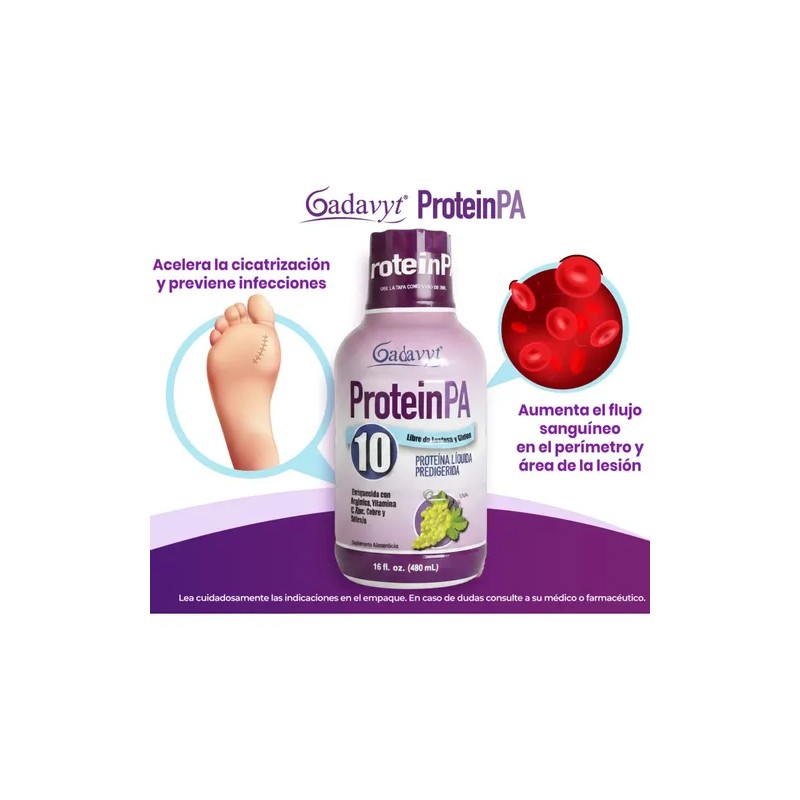 Gadavyt Protein Pa 480 Ml Sabor Uva Suplemento Líquido