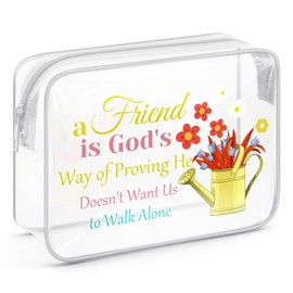Sazuwu Christian Friendship Gifts for Women Clear Makeup Bag with Zipper Best Friend Christmas Gifts for Women Religious Cosmetic Travel Bag Organizer God Inspirational Friendship Gifts