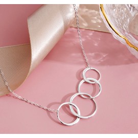 Four Generations Necklace Four Generations Gifts Great Grandma Gifts Sterling Silver Necklaces Interlocking Circle Necklace for Great Grandma Birthday Mothers Day Christmas