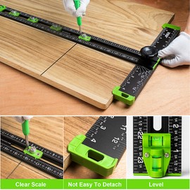 VNW 6 in 1 Adjustable T Square, 24in Drilling Positioning Ruler, Cabinet Hardware Jig, Marking Gauge Tools for Woodworking, Cabinet Drawer Door Hole Drilling Template.