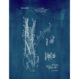Locking Wrench and Pliers Patent Print Midnight Blue (5" x 7") M15017