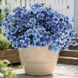 24 Bundles of Artificial Flowers for Indoor and Outdoor Use, UV Resistant Simulated Violet Flowers, Silk Flowers, Colorfast, Outdoor Front Porch Window Frames Garden Patio Decoration (Blue)