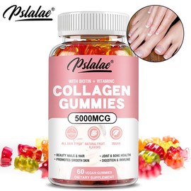 Pslalae Collagen Gummies – 5000mg per Capsule with Biotin & Vitamins, Supports Healthy Skin, Hair & Nails, Suitable for All Skin Types
