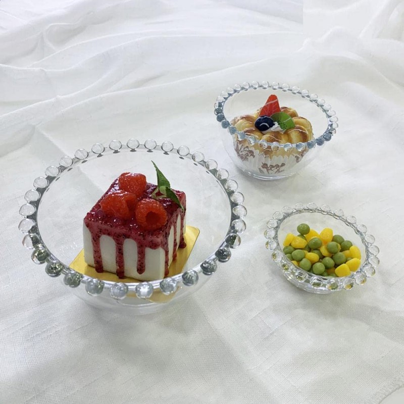 Sizikato 2 cuencos de postre de cristal transparente con bordes