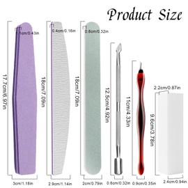 Nail File Set 7 Pieces Professional Nail File 100/180 600/3000 Polishing Block with Cuticle Nipper and Cuticle Pusher for Manicure Tool