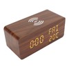 Wooden Digital Alarm Clock Yellow LED Display Adjustable Dimmer Weekday