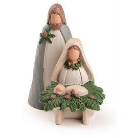 Blossom Bucket 228-13543 Nativity Scene with Christmas Greens Figurine, 3.25-inch Height