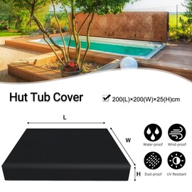 Whirlpool Cover, 420D Square Hot Tub Cover, Anti-UV Outdoor SPA Covers, Spa Hot Tub Covers, Dust Cover, Swimming Pool, Dust Cover, Waterproof for Bathtubs (200 x 200 x 25 cm)