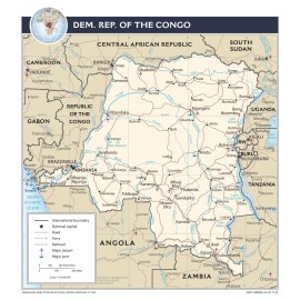 Democratic Republic of the Congo Kinshasa Road Map Country Nation Poster Print