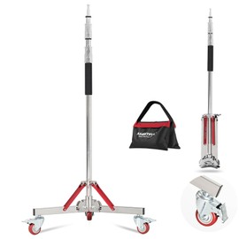 AMBITFUL Heavy Duty Light Stand with Casters, 100% Stainless Steel Max Height 10ft/305cm, Photography Wheeled Base Stand for Studio Softbox, Monolight, Reflector（AS-300