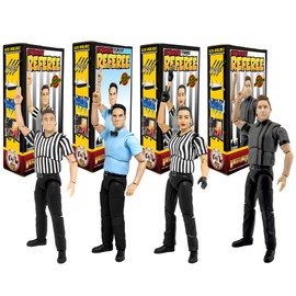 Set of Four Ultimate Referees with Deluxe Articulation for Wrestling Figures: Dark Gray, Male, Female & Classic
