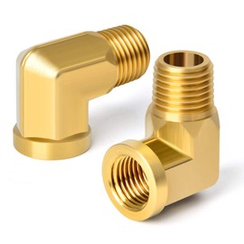 TAISHER 2pcs 90 Degree Barstock Street Elbow, 1/8 Inch NPT Male Pipe to 1/8 Inch NPT Female Brass Pipe Fitting