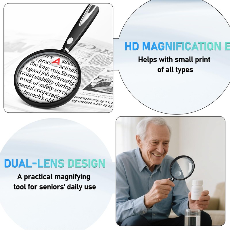10X 30X Magnifying Glass for Reading, Handheld Magnifier for Reading,