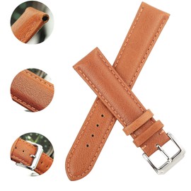 Berfine 22mm Brown Calf Leather Watch Band Replacement,Extra Soft Watch Strap for Men Women