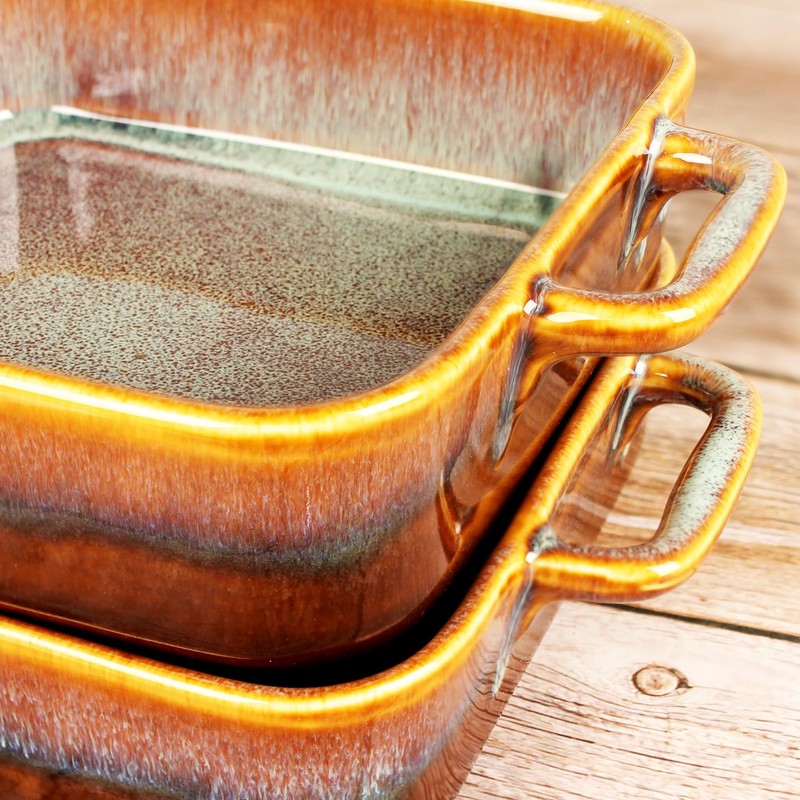 jinsongdafa 9" x 9"Square Casserole Dish, 1.8 Qt Ceramic Au