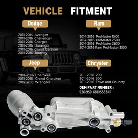 926-959 Upgrade Aluminum Engine Oil Filter Housing Oil Cooler Kit for 2011-2016 Jeep Wrangler Grand Cherokee Dodge Challenger Charger Journey Caravan Durango Chrysler 200 300 Ram ProMaster 3.6 926-876