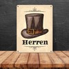 Vintage Men's Toilet Sign with Cylinder in Beige