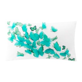 King Rose 3D Butterfly Accent Throw Pillow Cover Decorative Accent Pillow Case Soft Cushion Cover for Summer Sofa Bed Living Room Couch Spring 12 x 20 Inches Blue Green