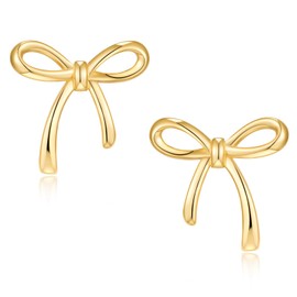 HESSAWELL Gold Bow Earrings for Women Bow Stud Earrings for Women Minimalist Jewelry Christmas Xmas Santa Gift