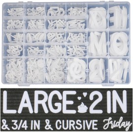 559 Extra White Letters With Organizer for Changeable Felt Board (3/4 Inch and 2 Inch) + 11 Cursive Words + 12 Months + 7 Days + Pre-Cut Plastic Letters