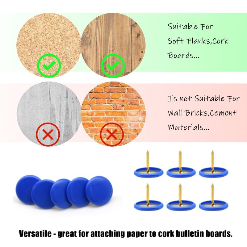 Hocansen Pack of 300 Thumbtacks 10 x 9 mm Round