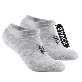 Alpaca Wool No Show Socks 2 pairs for Men and Women, Lightweight Thin Summer Socks Cushion Antiblister Moisture Wicking (US, Alpha, Medium, Regular, Regular, Pebble Grey)