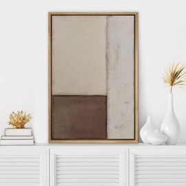 SIGNWIN Framed Canvas Print Wall Art Geometric Retro Grunge Color Blocks Abstract Shapes Illustrations Modern Art Decorative Boho Relax/Zen Nordic for Living Room, Bedroom, Office - 24"x36" Natural