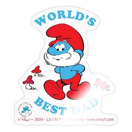 Spreadshirt Smurfs Papa Smurf World's Best Dad Sticker, 10 x 10 cm, Transparent Glossy