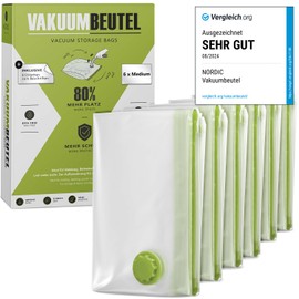 NORDIC® - Vacuum Bags 6 x Size M (70 x 50 cm) - BPA Free Including Labels - Vacuum Bags for Clothes, Cushions etc. - Vacuum Storage Bags - Storage - Vacuum Bags - Vacuum Bags