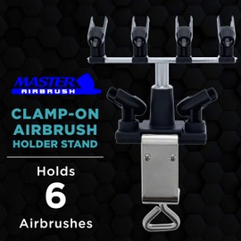 Master Airbrush Universal Clamp-On 6-Airbrush Holder - Airbrush Accessories & Supplies for Garage or Workspace