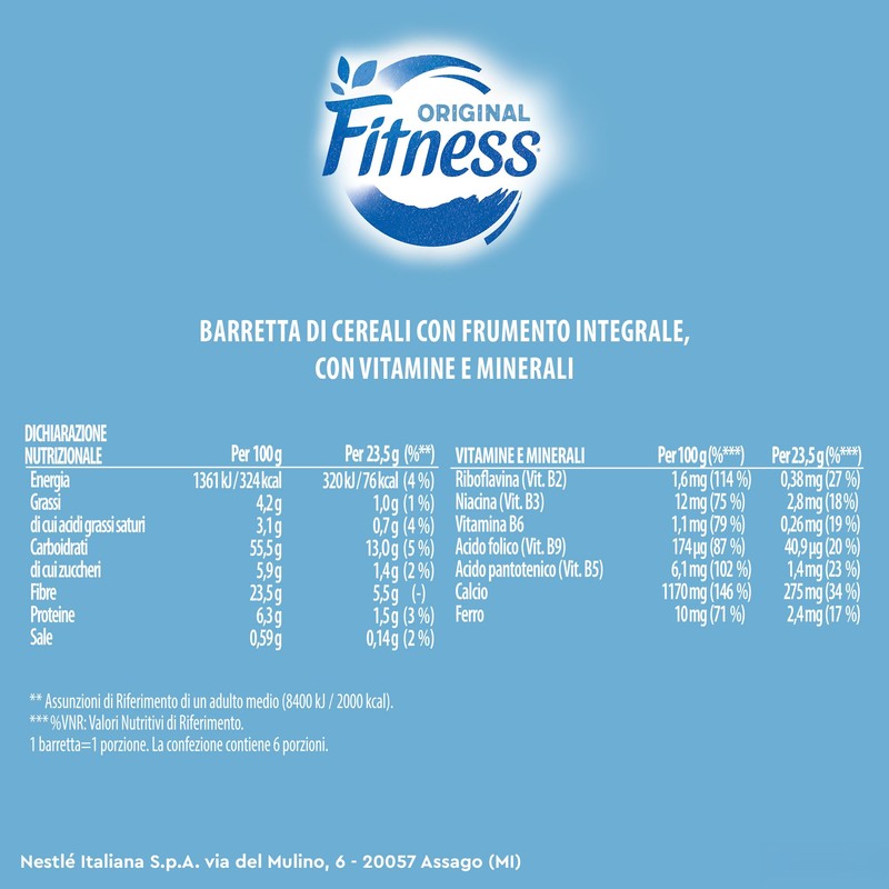 FITNESS Original Barrette Cereali Integrali, 24 Barrette da 23,5g (564g)