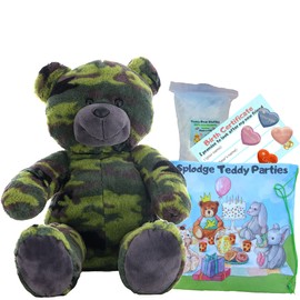 Green Camouflage Teddy Bear Plush Toy 16 inch / 40cm - Build make your own Teddy Bear Kit - no sew