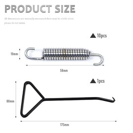 GZLCEU 10 x Motorcycle Exhaust Springs Stainless Steel Exhaust Spring 58 mm with Spring Hook for Silencer Connection Pipe of Motorcycle Scooter ATV (Silver)