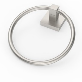 RUACQ Towel Ring for Bathroom,Square Base Hand Towel Holder Hangers Wall Mount,Heavy Duty,Stainless Steel(Brushed Nickel)