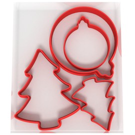 Custom Cutters Christmas Shape Cookie Cutter Bauble Tree | Set of 4 Plastic Cutters for Baking, Fondant, Clay, Pastry, Icing, Jewellery (5CM + 8CM)
