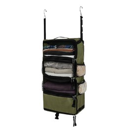 ELEZAY Hanging Packing Cubes All in One Ultra-Light Travel Shelves Portable Compression Organizer Bag Essentials for Carry-on Luggage Suitcase Closet Wardrobe Accessories Small, Armygreen