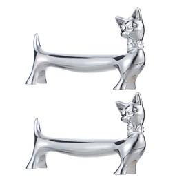 Cabilock 2 Pieces Chopsticks Holder Metal Cat Figure Chopsticks Shelves Cushion Cutlery Tray Spoon Rest Chopsticks Rest for Kitchen Home Restaurant Table Decoration