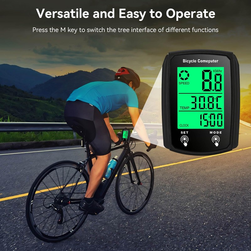 Bike Computer Wired, Bicycle Odometer Wired MPH KM/H Bike Speedometer